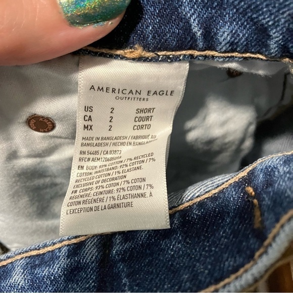 AMERICAN Eagle Patch Work 90’s Bootcut Jeans in Blue Short Inseam - Picture 12 of 12